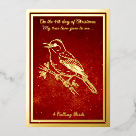 Twaalf dagen Kerstmis, vogels roepen Folie Feestdagenkaart