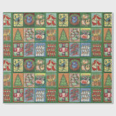 Twaalf dagen kerstpapier met groenvulling cadeaupapier (Vlak)