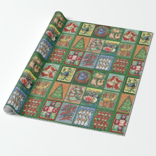 Twaalf dagen kerstpapier met groenvulling cadeaupapier