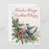 Twaalf dagen kerstprint feestdagenkaart (Voorkant / Achterkant)