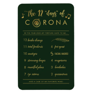 Twaalf dagen van Corona Gold Green Holiday Magneet