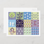 Twaalf dagen van de Christmas Post Kaart (Voorkant / Achterkant)