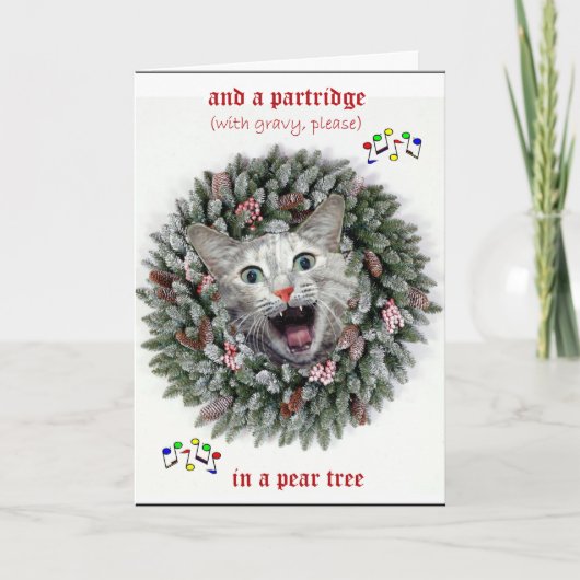 Twaalf dagen van een kat van Kerstmis Feestdagen Kaart (Voorkant)