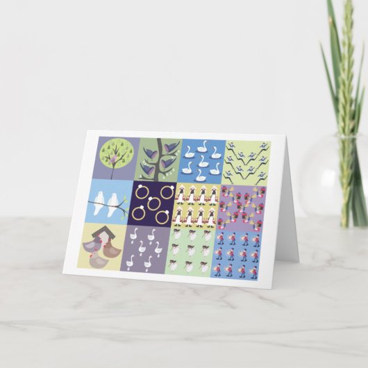 Twaalf Dagen van Kerstmis Feestdagen Kaart (Voorkant)