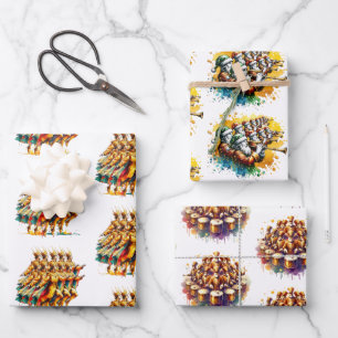 Twaalf dagen van Kerstmis Feestelijk Goud Inpakpapier Vel