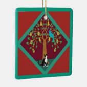 Twaalf dagen van Kerstmis met Kat 1e Dag Keramisch Ornament (Rechts)