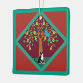 Twaalf dagen van Kerstmis met Kat 1e Dag Keramisch Ornament (Links)