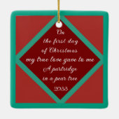 Twaalf dagen van Kerstmis met Kat 1e Dag Keramisch Ornament (Achterkant)