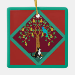 Twaalf dagen van Kerstmis met Kat 1e Dag Keramisch Ornament