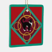 Twaalf dagen van Kerstmis met Kat 5e Dag Keramisch Ornament (Rechts)