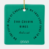 Twaalf dagen van Kerstmis met Kat 5e Dag Keramisch Ornament (Achterkant)