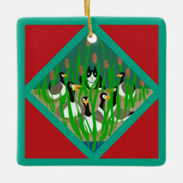 Twaalf dagen van Kerstmis met Kat 6e Dag Keramisch Ornament