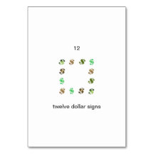 Twaalf Dollar Tekens Nummer Flashcards