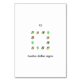 Twaalf Dollar Tekens Nummer Flashcards Kaart