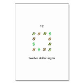 Twaalf Dollar Tekens Nummer Flashcards Kaart (Achterkant)