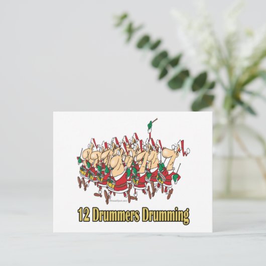 twaalf drummers 12e twaalfde dag briefkaart (Staand voorkant)