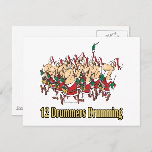 twaalf drummers 12e twaalfde dag briefkaart (Voorkant / Achterkant)