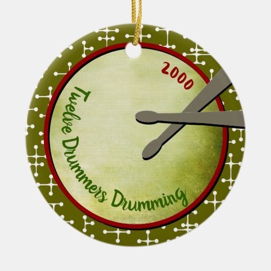 Twaalf drummers - Aangepast jaar Keramisch Ornament (Voorkant)