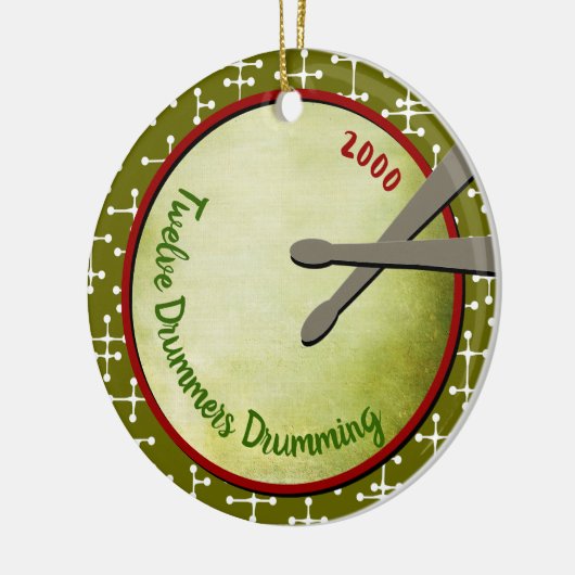 Twaalf drummers - Aangepast jaar Keramisch Ornament (Links)