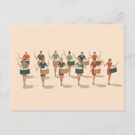 Twaalf drummers drummen mid-mod stencil-stijl 1 briefkaart
