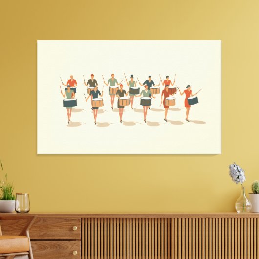 Twaalf drummers drummen mid-mod stencil-stijl 1 canvas afdruk (Insitu (Woonkamer))