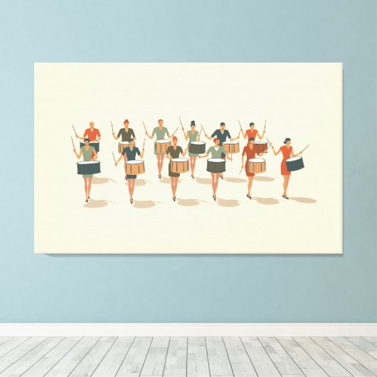 Twaalf drummers drummen mid-mod stencil-stijl 1 canvas afdruk (Insitu (Houten vloer))