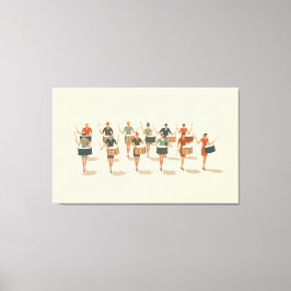 Twaalf drummers drummen mid-mod stencil-stijl 1 canvas afdruk