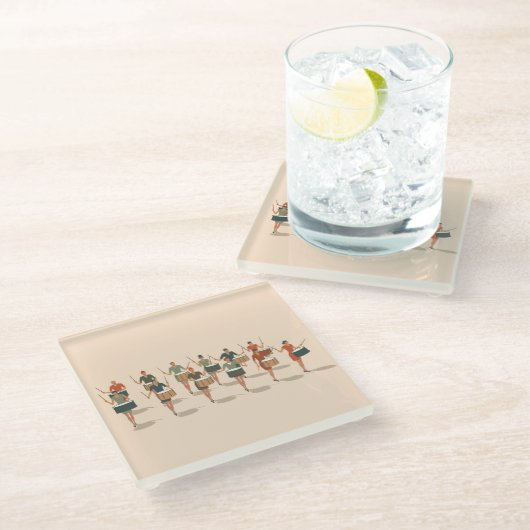 Twaalf drummers drummen mid-mod stencil-stijl 1 glazen onderzetter (Schuin)