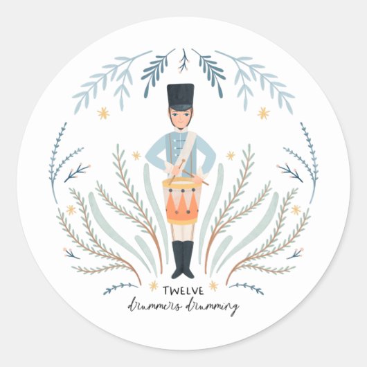 Twaalf drummers Drumming 12 dagen kerstmank Ronde Sticker (Voorkant)