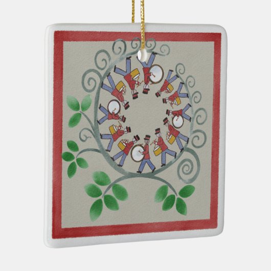 Twaalf drummers Drumming kerstversiering Keramisch Ornament (Rechts)