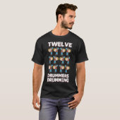 Twaalf drummers Drumming Song 12 dagen Kerstmis T-shirt (Voorkant volledig)