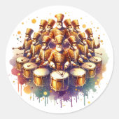 Twaalf drummers Drumming twaalf dagen kerstmis Ronde Sticker (Voorkant)