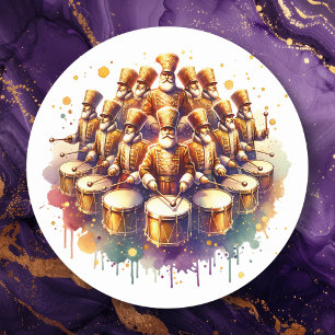 Twaalf drummers Drumming twaalf dagen kerstmis Ronde Sticker