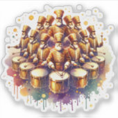 Twaalf drummers Drumming twaalf dagen kerstmis Sticker (Voorkant)
