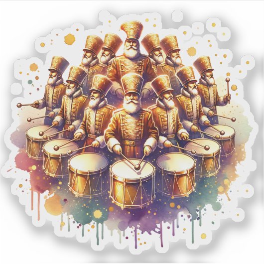 Twaalf drummers Drumming twaalf dagen kerstmis Sticker (Voorkant)