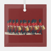 Twaalf drummers knipten stencil-stijl 1 uit glas ornament (Voorkant)