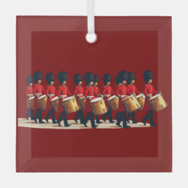Twaalf drummers knipten stencil-stijl 1 uit glas ornament