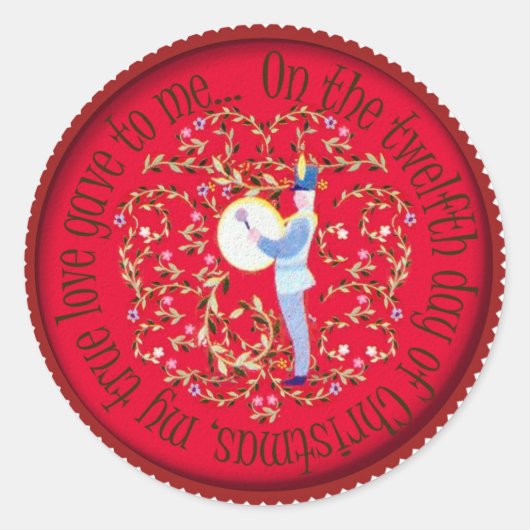 Twaalf drummers ronde sticker (Voorkant)