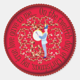 Twaalf drummers ronde sticker