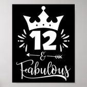 Twaalf en Fabulous Birthday 12-jarige verjaardag Poster (Voorkant)