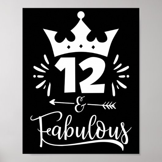Twaalf en Fabulous Birthday 12-jarige verjaardag Poster (Voorkant)