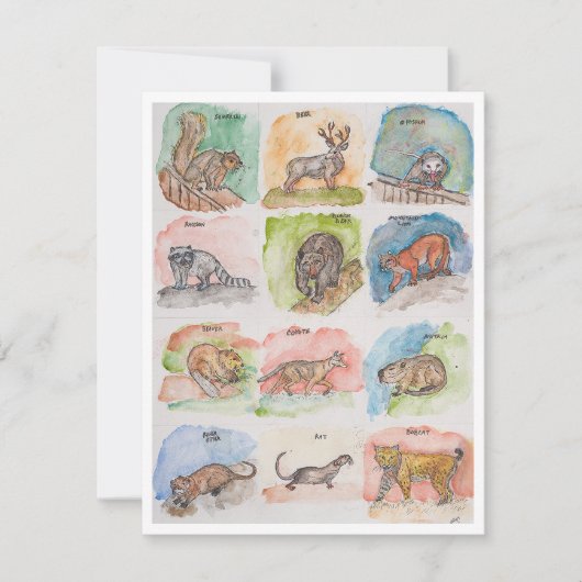 Twaalf enge dieren feestdagenkaart (Voorkant)