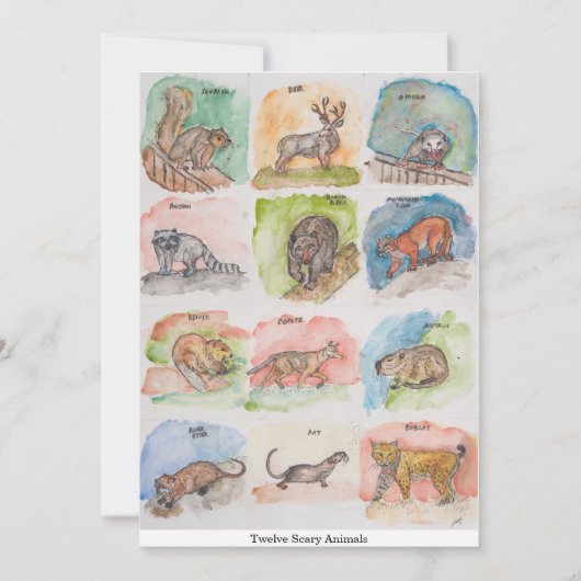 Twaalf Enge Dieren Feestdagenkaart (Voorkant)