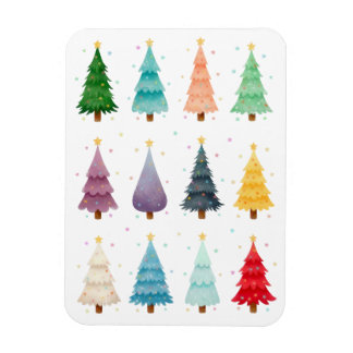 Twaalf Festieve Kerstbomen Magneet