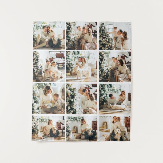 Twaalf fotocollage familiefoto wandkleed (Voorkant)