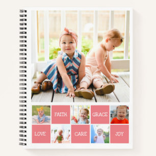 Twaalf foto's Collage inspirerende woorden Familie Notitieboek