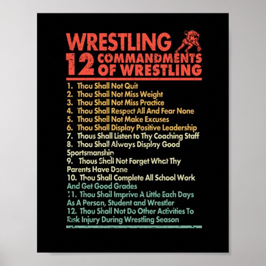 Twaalf geboden van Wrestling Funny Wrestle Fan Poster (Voorkant)