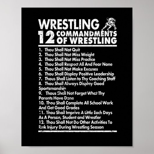 Twaalf geboden van Wrestling Funny Wrestle Fan Poster (Voorkant)