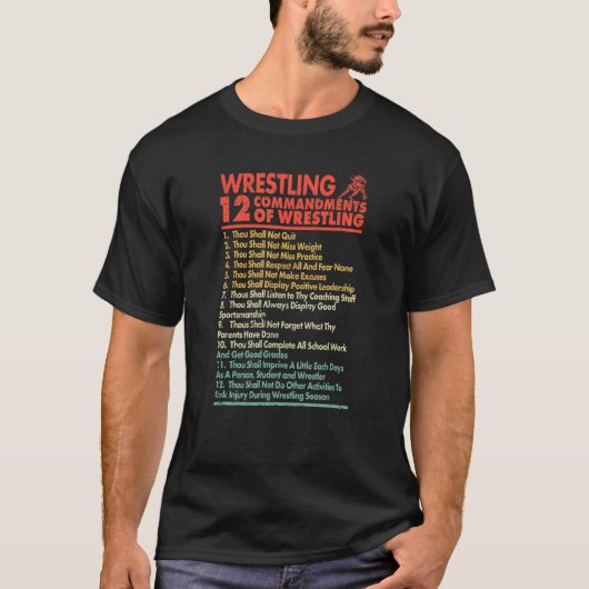 Twaalf geboden van Wrestling Wrest Fan Wrest T-shirt (Voorkant)