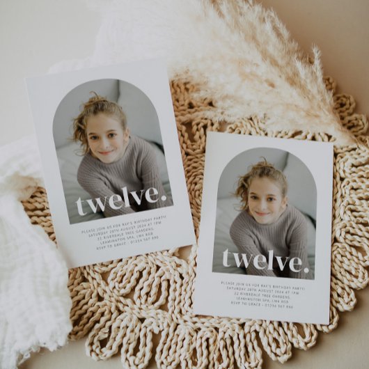 Twaalf gebogen foto verjaardag kaart